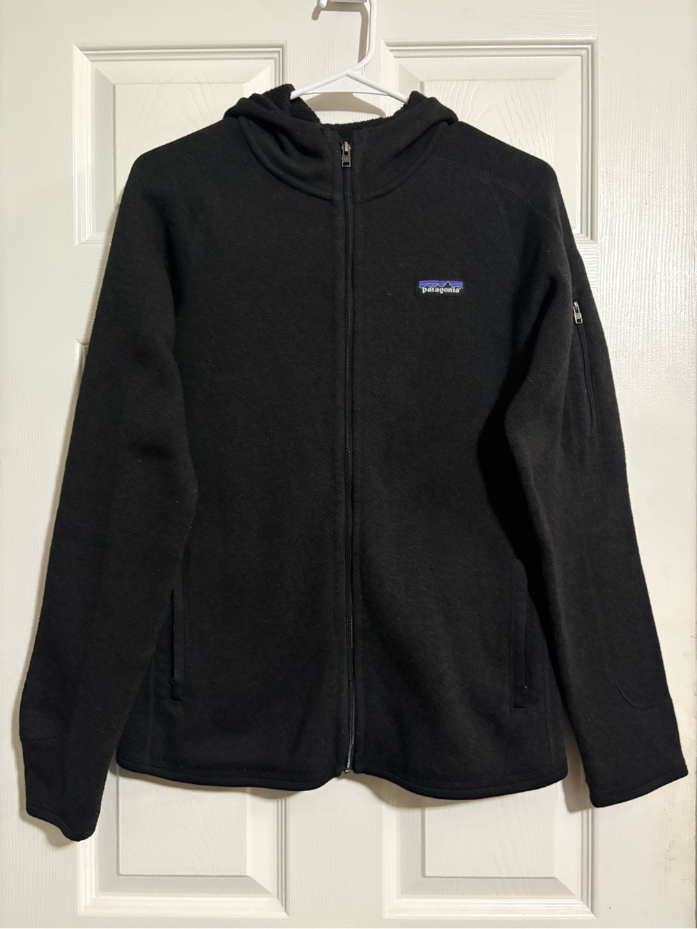 Patagonia black hooded zip up jacket medium